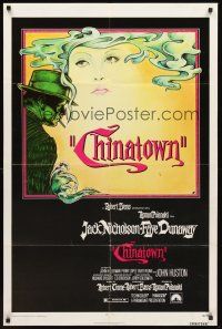 6f188 CHINATOWN 1sh '74 art of Jack Nicholson & Faye Dunaway by Jim Pearsall, Roman Polanski!