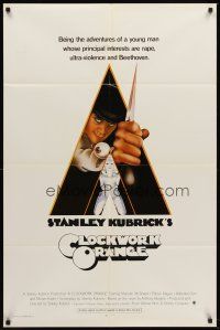6f201 CLOCKWORK ORANGE int'l 1sh '72 Stanley Kubrick classic, Philip Castle art of McDowell!