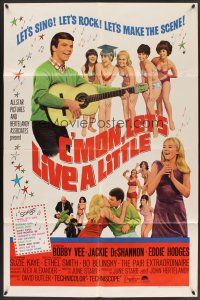 6f163 C'MON LET'S LIVE A LITTLE 1sh '67 Bobby Vee plays guitar for sexy teens!