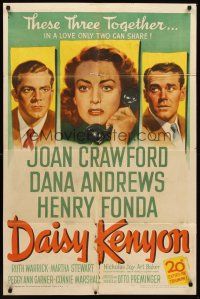 6f231 DAISY KENYON 1sh '47 Joan Crawford, Henry Fonda, Dana Andrews, directed by Otto Preminger!