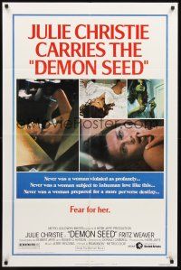 6f255 DEMON SEED style B 1sh '77 Julie Christie is profanely violated by a demonic machine!