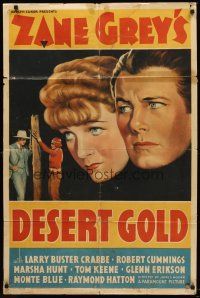6f256 DESERT GOLD style A 1sh '36 Buster Crabbe, Zane Grey, ancient American Indian treasure!