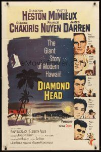 6f264 DIAMOND HEAD 1sh '62 Charlton Heston, Yvette Mimieux, Howard Terpning art of Hawaii!