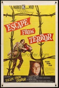 6f318 ESCAPE FROM TERROR 1sh '57 top secret KGB agent Jackie Coogan is on the run!