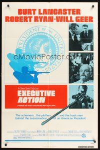 6f325 EXECUTIVE ACTION 1sh '73 Burt Lancaster, Robert Ryan, JFK assassination!