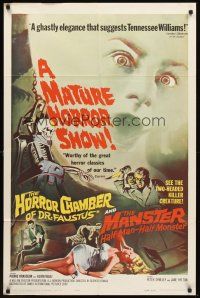 6f329 EYES WITHOUT A FACE/MANSTER 1sh '62 horror double-bill, the master suspense thrill show!