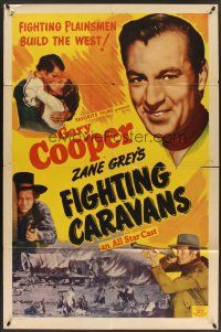 6f339 FIGHTING CARAVANS 1sh R50 Zane Grey western novel, Gary Cooper, Lily Damita!