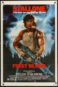6f346 FIRST BLOOD 1sh '82 artwork of Sylvester Stallone as John Rambo by Drew Struzan!