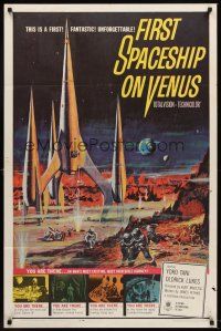 6f347 FIRST SPACESHIP ON VENUS 1sh '62 Der Schweigende Stern, cool art from German sci-fi!