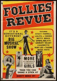 6f363 FOLLIES REVUE 1sh '50s Lolita, Cherie, Ruby Lee, Mona Raye, sexy burlesque show!