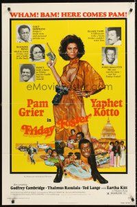 6f371 FRIDAY FOSTER 1sh '76 artwork of sexiest Pam Grier with gun and camera!