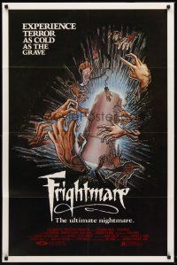 6f377 FRIGHTMARE 1sh '83 terror as cold as the grave, wild horror art of dismembered hands!