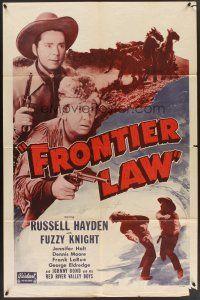 6f383 FRONTIER LAW 1sh R50 Russell Hayden, Fuzzy Knight, cool fistfight image!