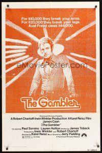 6f387 GAMBLER style B 1sh '74 James Caan is a degenerate gambler who owes the mob $44,000!