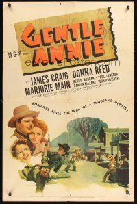 6f391 GENTLE ANNIE 1sh '45 great western image of Donna Reed, James Craig, & Marjorie Main!