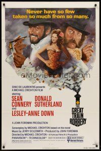 6f414 GREAT TRAIN ROBBERY 1sh '79 art of Sean Connery, Sutherland & Lesley-Anne Down by Tom Jung!