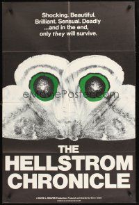 6f448 HELLSTROM CHRONICLE 1sh '71 cool huge moth close up image, only THEY will survive!