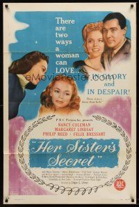 6f449 HER SISTER'S SECRET 1sh '46 Edgar Ulmer, sisters Nancy Coleman & Margaret Lindsay!