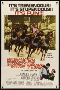 6f455 HERCULES IN NEW YORK 1sh '70 great image of barechested Arnold Schwarzenegger in 1st movie!