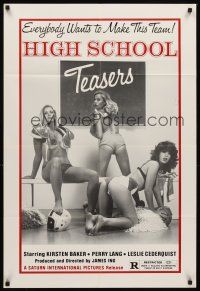 6f462 HIGH SCHOOL TEASERS 1sh '81 sexy cheerleaders in football pads & little else!