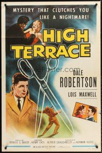 6f464 HIGH TERRACE 1sh '56 Dale Robertson, English mystery that clutches you like a nightmare!