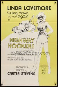 6f465 HIGHWAY HOOKERS 1sh '76 Linda Lovemore is going down the road again, sex!
