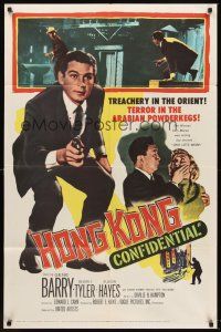 6f473 HONG KONG CONFIDENTIAL 1sh '58 Allison Hayes, spy Gene Barry in Asia!
