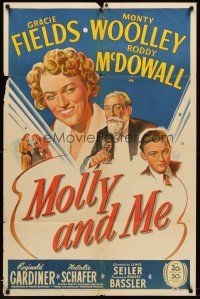 6f668 MOLLY & ME 1sh '45 stone litho art of Gracie Fields, Monty Woolley & Roddy McDowall!