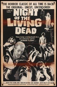 6f710 NIGHT OF THE LIVING DEAD 1sh R69 George Romero zombie classic, they lust for human flesh!