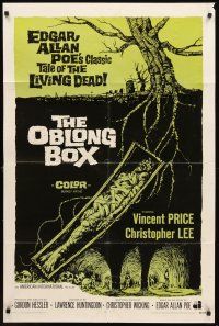 6f724 OBLONG BOX int'l 1sh '69 Vincent Price, Edgar Allan Poe's tale of living dead, cool horror art
