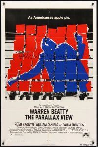 6f747 PARALLAX VIEW style B 1sh '74 Warren Beatty, as American as apple pie, cool image!