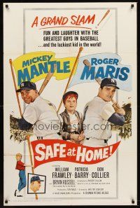 6f807 SAFE AT HOME 1sh '62 Mickey Mantle, Roger Maris, New York Yankees baseball, a grand slam!