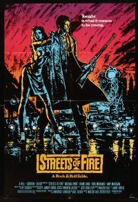 6f868 STREETS OF FIRE 1sh '84 Walter Hill shows what it is like to be young tonight, cool art!