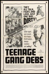 6f888 TEENAGE GANG DEBS 1sh '66 Diane Conti, Linda Gale, Eileen Dietz, they all fight & love dirty