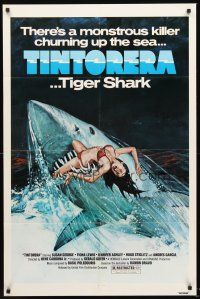 6f921 TINTORERA 1sh '77 best monstrous killer tiger shark horror artwork!