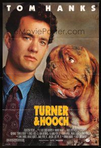 6f940 TURNER & HOOCH DS 1sh '89 great image of Tom Hanks and grungy dog!