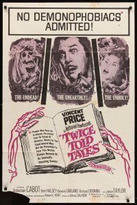 6f941 TWICE TOLD TALES 1sh '63 Vincent Price, Nathaniel Hawthorne, a trio of unholy horror!