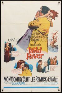 6f987 WILD RIVER 1sh '60 directed by Elia Kazan, Montgomery Clift embraces Lee Remick!