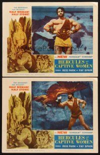 6g907 HERCULES & THE CAPTIVE WOMEN 2 LCs '63 cool images of Reg Park in title role!