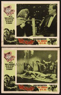 6g998 WITCHCRAFT/HORROR OF IT ALL 2 LCs '64 Lon Chaney Jr., Pat Boone, horror double-bill!