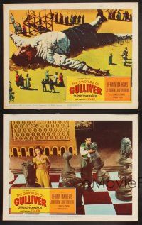6g695 3 WORLDS OF GULLIVER 4 LCs '60 Ray Harryhausen fantasy classic, giant Kerwin Mathews!