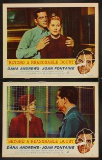 6g065 BEYOND A REASONABLE DOUBT 8 LCs '56 Fritz Lang noir, Dana Andrews & Joan Fontaine!