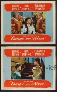 6g717 ESCAPE ME NEVER 4 LCs '48 Errol Flynn was a liar you loved, Ida Lupino, Eleanor Parker