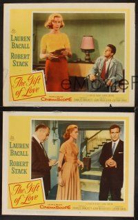 6g808 GIFT OF LOVE 3 LCs '58 cool images of pretty Lauren Bacall & Robert Stack!