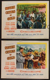 6g831 SEVEN CITIES OF GOLD 3 LCs '55 Richard Egan, Mexican Anthony Quinn, priest Michael Rennie!
