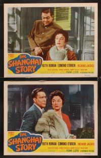 6g556 SHANGHAI STORY 7 LCs '54 Edmond O'Brien and sexy Ruth Roman in China prison!