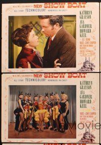 6g679 SHOW BOAT 5 LCs '51 Kathryn Grayson with parasol & Howard Keel performing on stage!