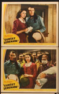 6g625 SUNSET SERENADE 6 LCs '42 singing cowboy Roy Rogers, Gabby Hayes & pretty Helen Parrish!