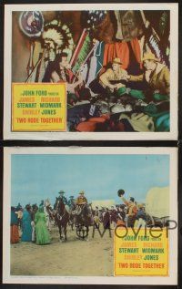 6g782 TWO RODE TOGETHER 4 LCs '60 cool western images of James Stewart & Richard Widmark!