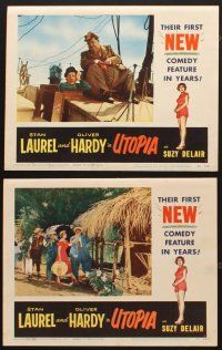 6g634 UTOPIA 6 LCs '54 shipwrecked Stan Laurel & Oliver Hardy w/sexy Suzy Delair!